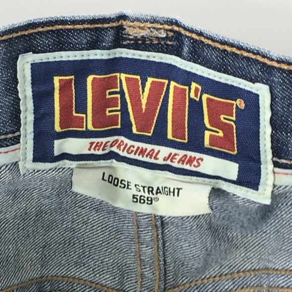 Levis Mens 569 Loose Straight Denim Jeans Blue Baggy Button Flap Pockets 40 x 32 - Picture 7 of 16